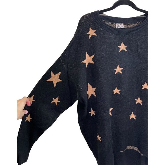 Como Vintage Black Pullover Star Design Sweater NWT Plus Sizes - Picture 6 of 13